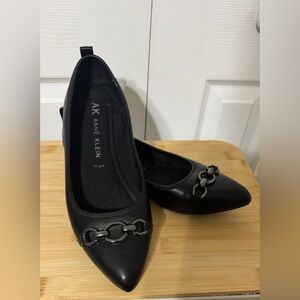 Anne Klein Black Flats with Silver Accents
